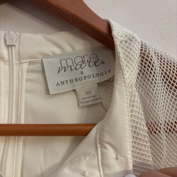 Mare Mare x Anthropologie Sabine Dress White Mesh Embroidered Cottagecore Bridal - Picture 6 of 9